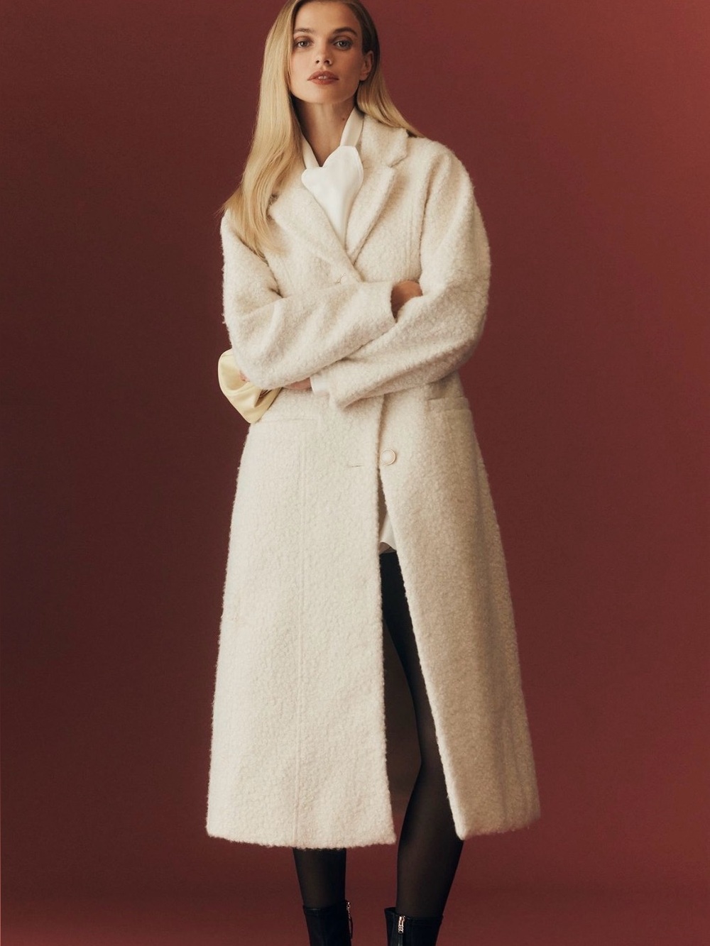 Anthropologie Maeve Tailored Boucle Long Coat